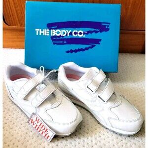 NIB The Body Co. Women's Hok & Loop White Jogger Sneaker Size 6.5 Wide